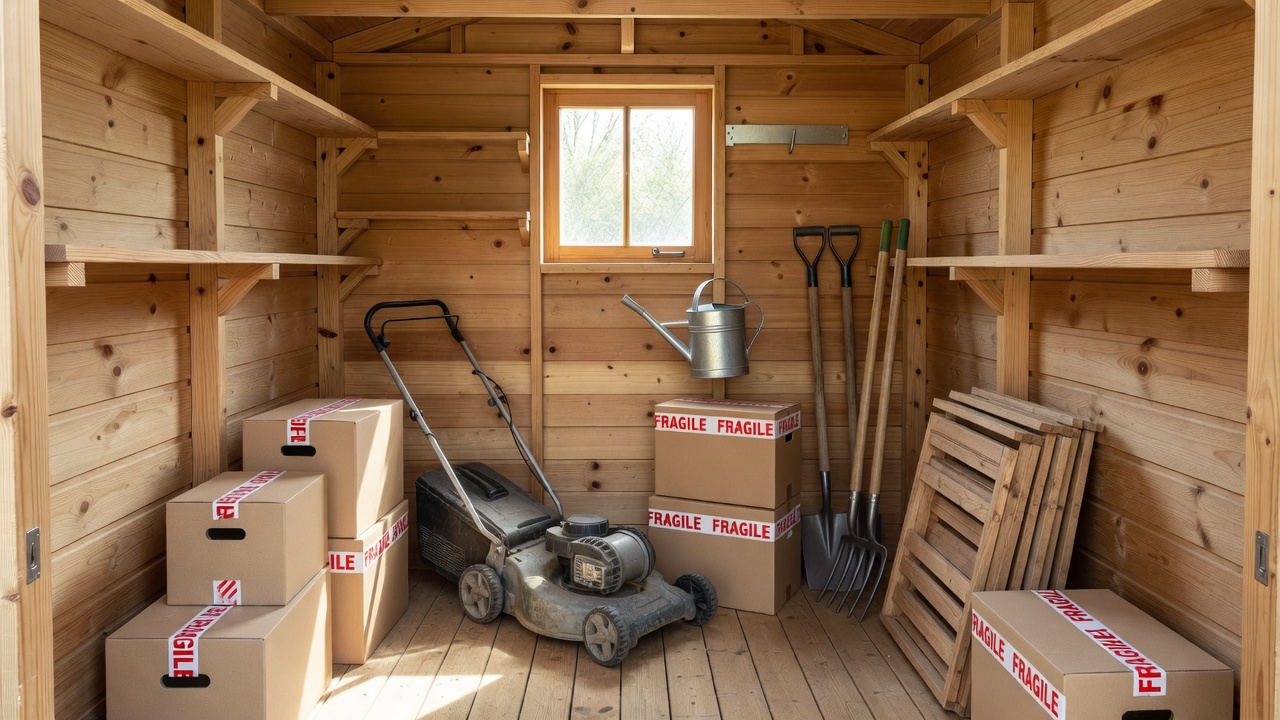 Garden Shed packed and ready to move