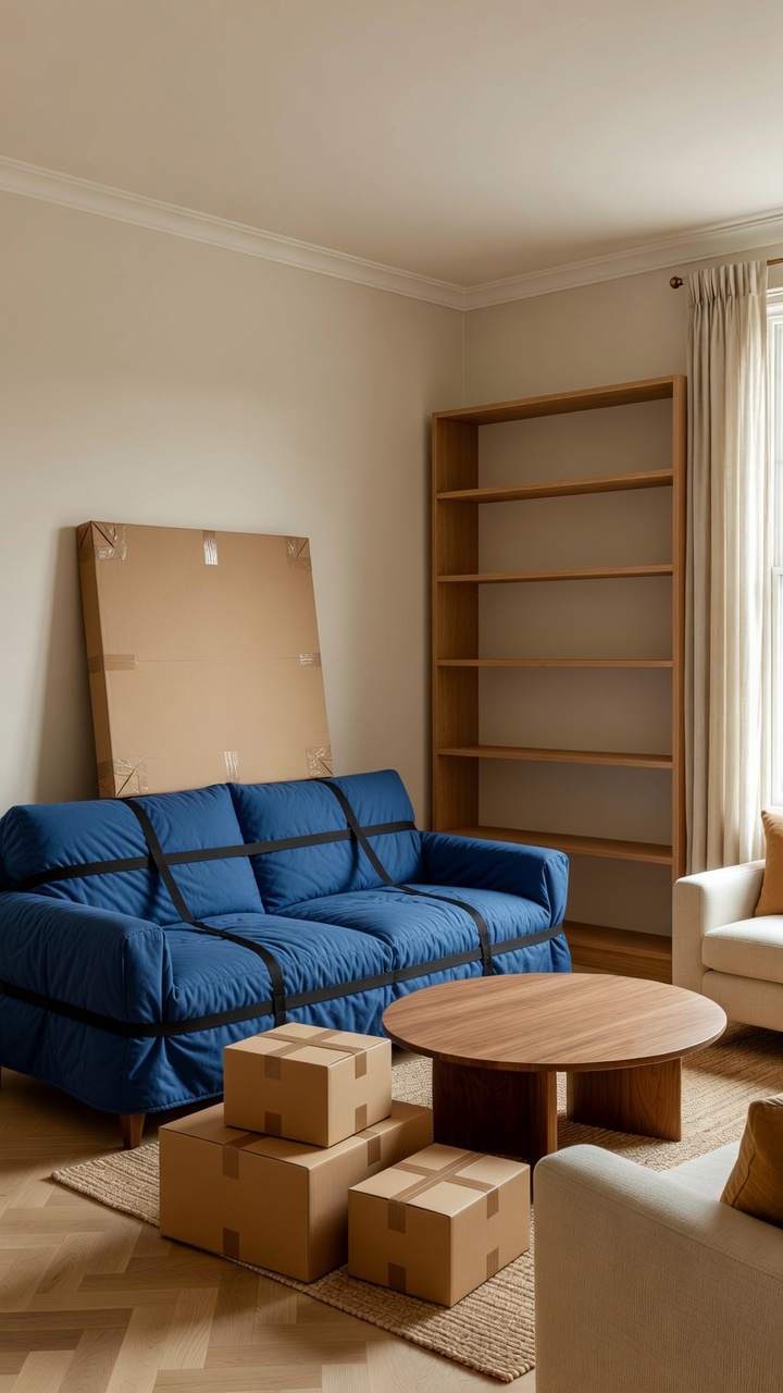 Living Room packed and ready to move