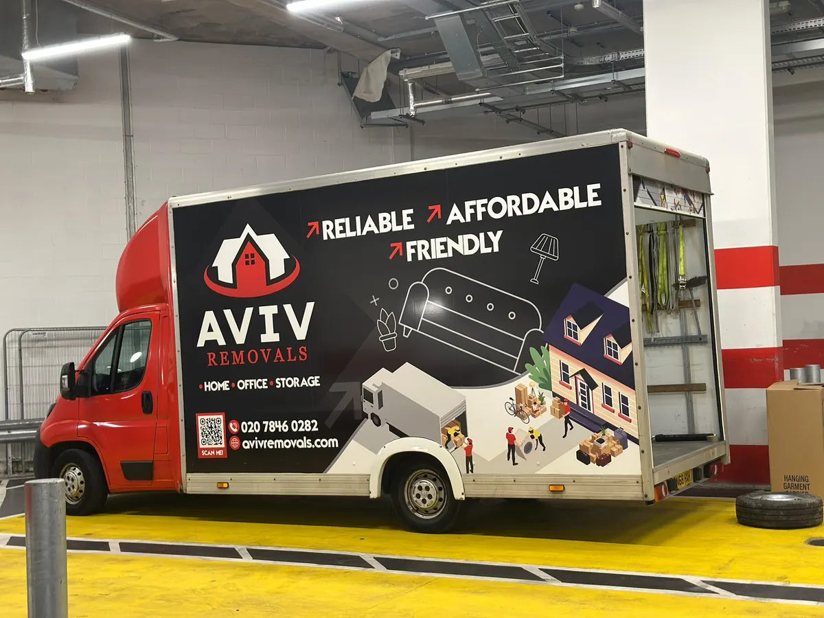 Aviv Removals van loaded and ready at the depot before a house removal in London